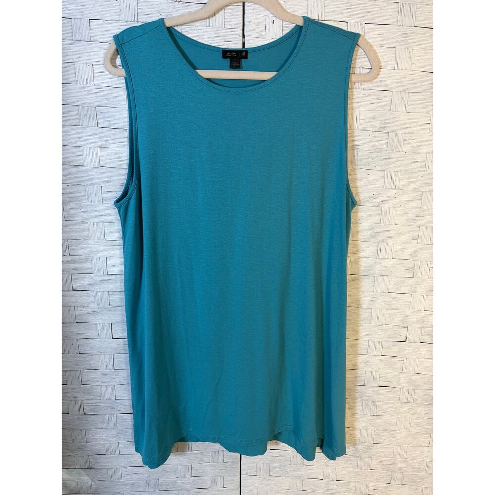 J Jill wearever collectio tank top‎ extra long aqua sleeveless shirt feminine